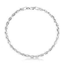 Srebrna bransoletka 925 - dwa splecione łańcuszki, błyszcząca powierzchnia