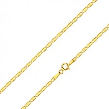 Łańcuszek z żółtego złota 585 - owalne oczka z wycięciami i prostokątem, 550 mm