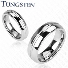 Tungsten obrączka - pierścionek z rowkiem na środku