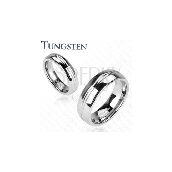 Tungsten obrączka - pierścionek z rowkiem na środku