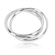 Potrójny pierścionek ze srebra 925 - wąskie połączone pierścienie o błyszczącej powierzchni