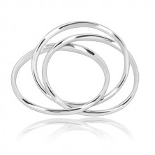Potrójny pierścionek ze srebra 925 - wąskie połączone pierścienie o błyszczącej powierzchni