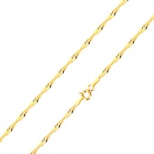 Łańcuszek z żółtego złota 585 - błyszczące, owalne oczka, spirala, 420 mm
