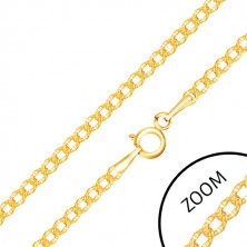 Złoty łańcuszek 375 - płaskie owalne ogniwa, wydrążone rowki, 550 mm
