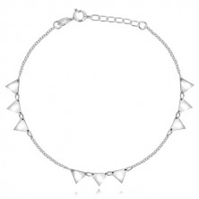 Bransoletka na kostkę ze srebra - lustrzano lśniące trójkąty, kwadratowe oczka
