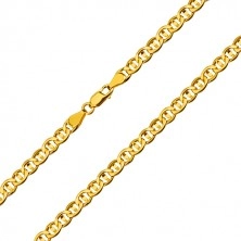Łańcuszek z żółtego 14K złota - płaskie oczka podzielone przez ziarno, 550 mm