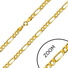 Łańcuszek z żółtego 9K złota - podłużne oczka, trzy owalne oczka, 450 mm