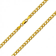 Łańcuszek z żółtego 14K złota - szerokie oczka ozdobione małymi otworami, 500 mm