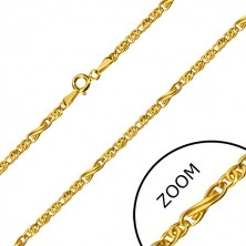 Złoty łańcuszek 585 - motyw nieskończoności i płaskie owalne oczka, 550 mm