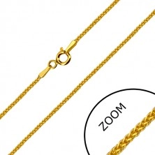 Kwadratowy łańcuszek z żółtego 14K złota - gęsto splecione oczka, zapięcie typu federing, 500 mm