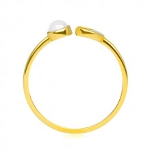 Złoty pierścionek 375 - błyszczący półksiężyc, przezroczysta cyrkonia w kształcie kaboszonu