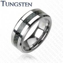 Tungsten obrączka - pierścionek z pasem, wzór szachownicy