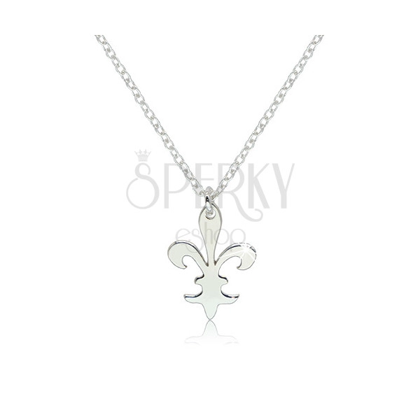 Błyszczący srebrny naszyjnik 925 - bogato rzeźbiony symbol „Fleur de Lis”