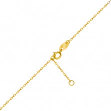 Naszyjnik z żółtego 14K złota - zaokrąglona gładka linia ozdobiona przezroczystą cyrkonią w oprawce