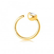Piercing z żółtego 14K złota - kontur pierścienia zakończona przezroczystą cyrkonią