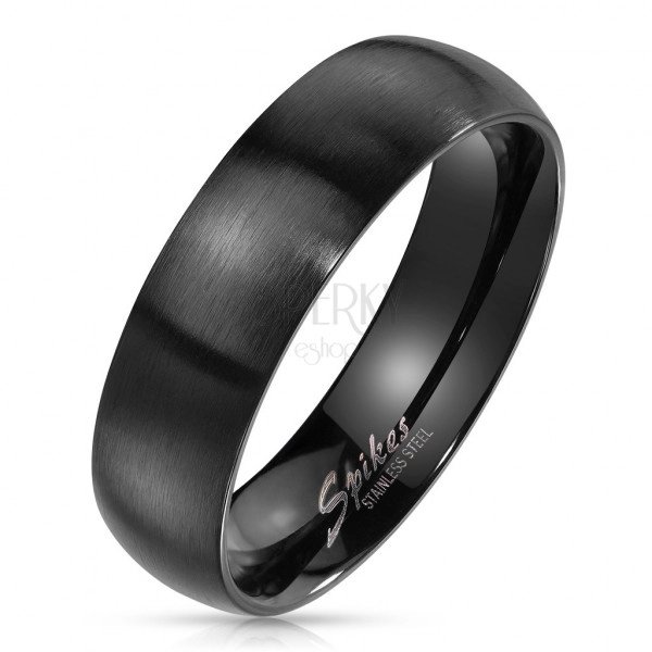 Pierścień ze stali w kolorze czarnym - szerokie ramiona z matowym wykończeniem, 6 mm