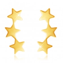 Kolczyki z 9K złota - trzy błyszczące połączone gwiazdy