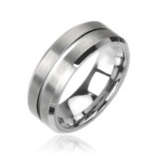 Wolframowa obrączka - szlifowany pierścionek srebrny