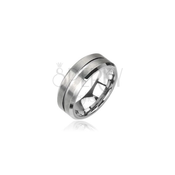 Wolframowa obrączka - szlifowany pierścionek srebrny