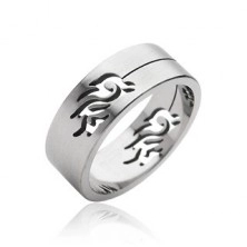 Stalowy pierścień symbol Tribal