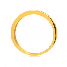 Pierścionek z żółtego 14K złota - trójkątne nacięcia wyłożone małymi kropeczkami
