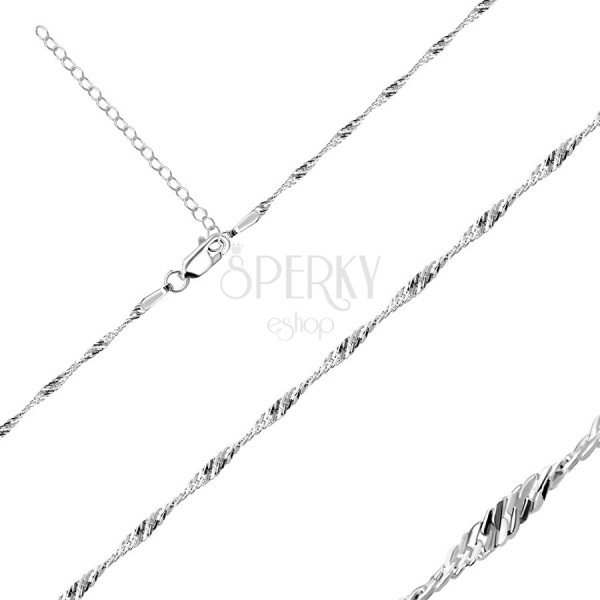Srebrny łańcuszek 925 - lśniące owalne oczka w spirali, 1,7 mm