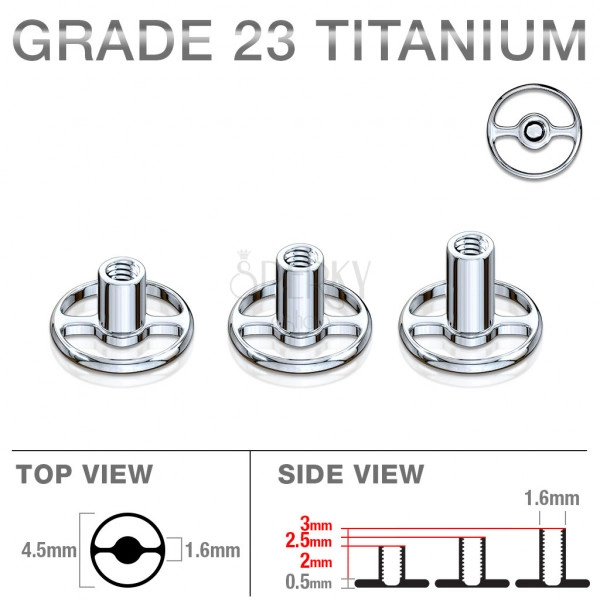 Podskórny tytanowy implant mikrodermalny, okrągły kształt, gwint wewnętrzny, 1,6 mm