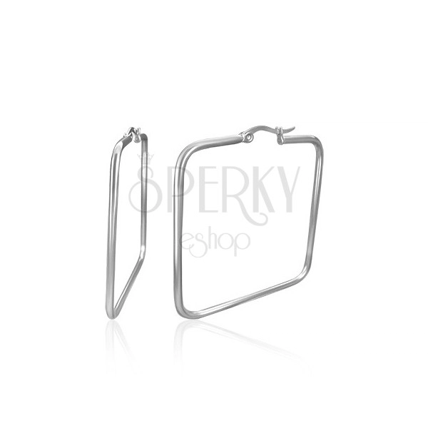 Kolczyki ze stali chirurgicznej - kwadraty, srebrny kolor, 35 mm