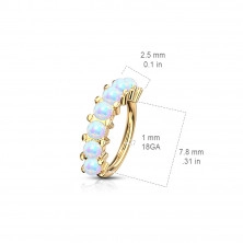 Piercing do nosa, ucha lub brwi ze stali 316L - krążek z syntetycznymi opalami, 1,2 mm, PVD