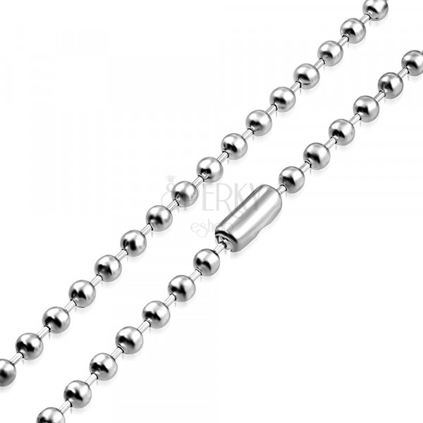 Łańcuszek ze stali chirurgicznej - lśniące kuleczki i krótkie pałeczki srebrnego koloru, 6 mm