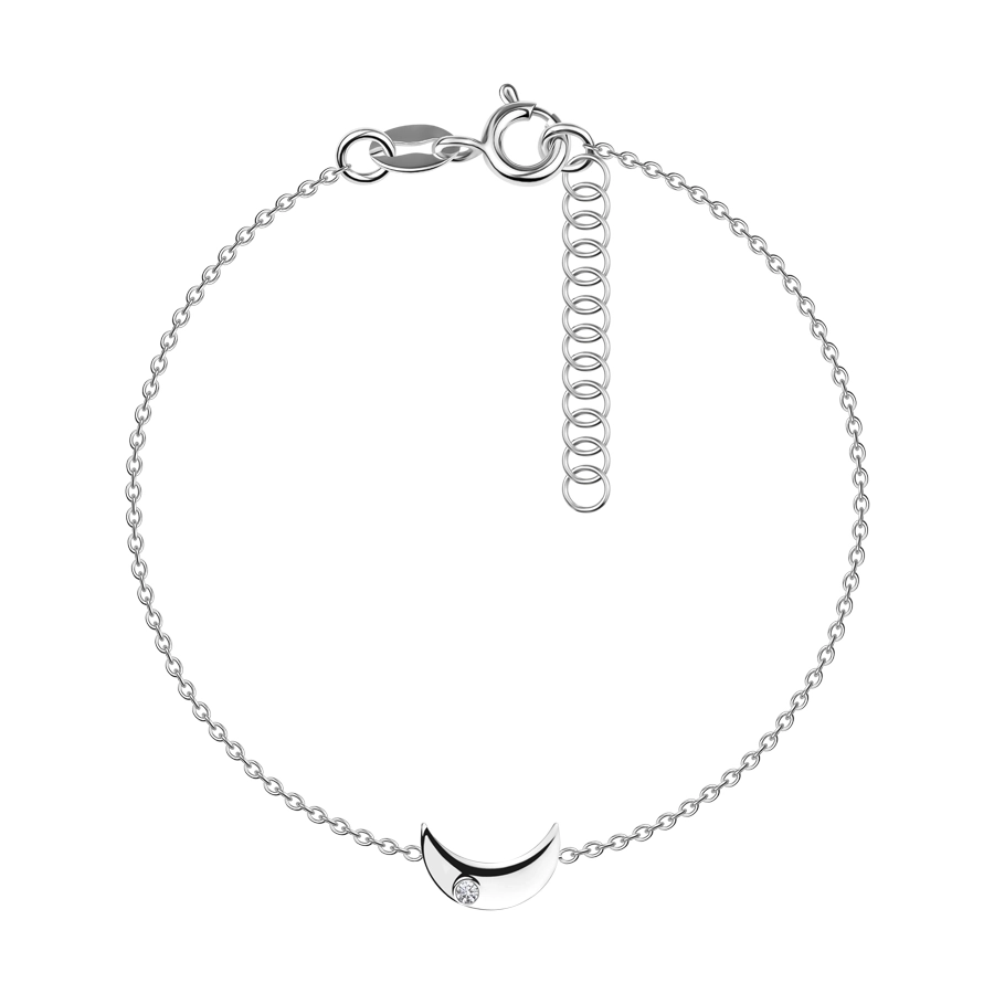 Srebrna 925 bransoletka - półksiężyc z przezroczystą cyrkonią