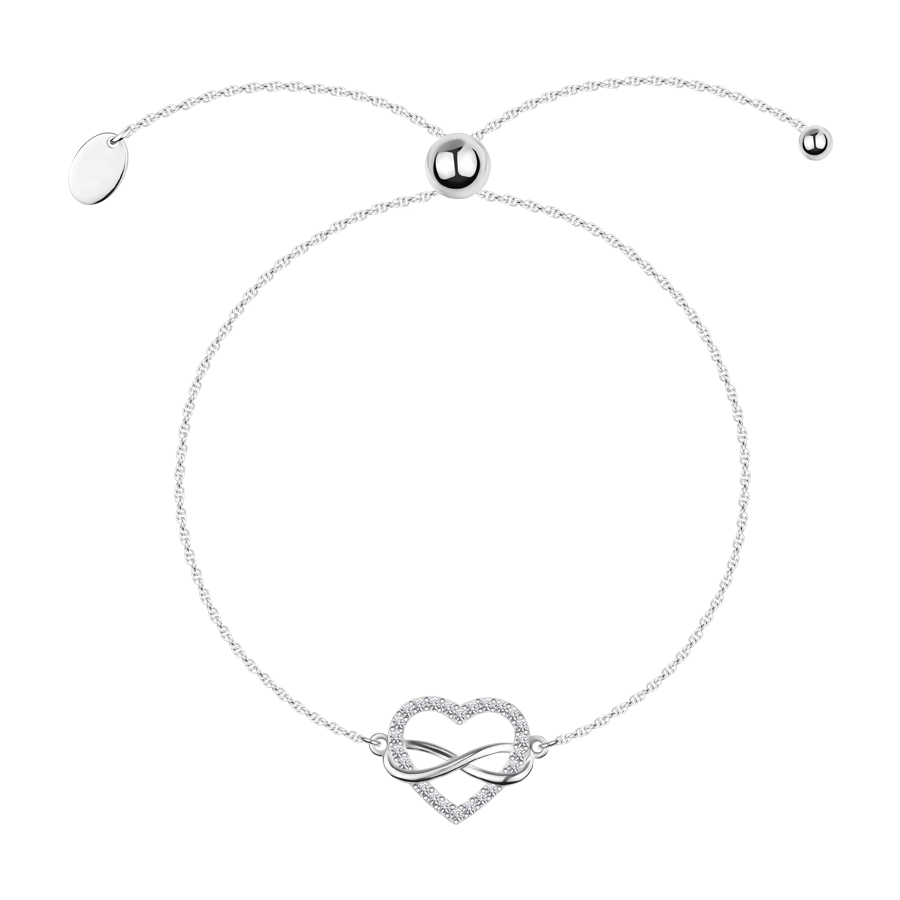 Srebrna 925 bransoletka - serce z cyrkoniami, symbol nieskończoności