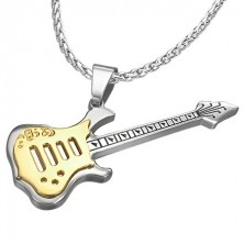Stalowa zawieszka - kształt gitara, złoto-srebrny kolor