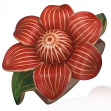 Skórzana bransoletka - kwiat winorośli, czerwony