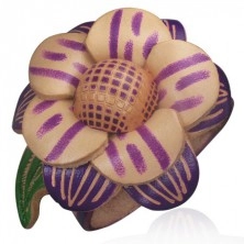 Bransoletka ze skóry - duży, fioletowy kwiat