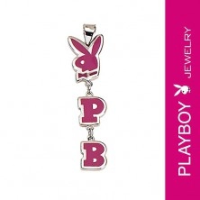 Zawieszka Playboy - zajączek, inicjały P i B, różowa