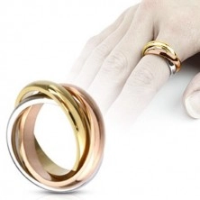 Potrójny pierścionek ze stali - trzykolorowy