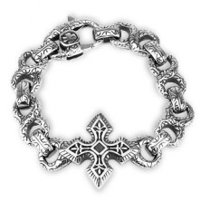 Celtycka stalowa bransoletka - ozdobna leżąca ósemka, ornamenty