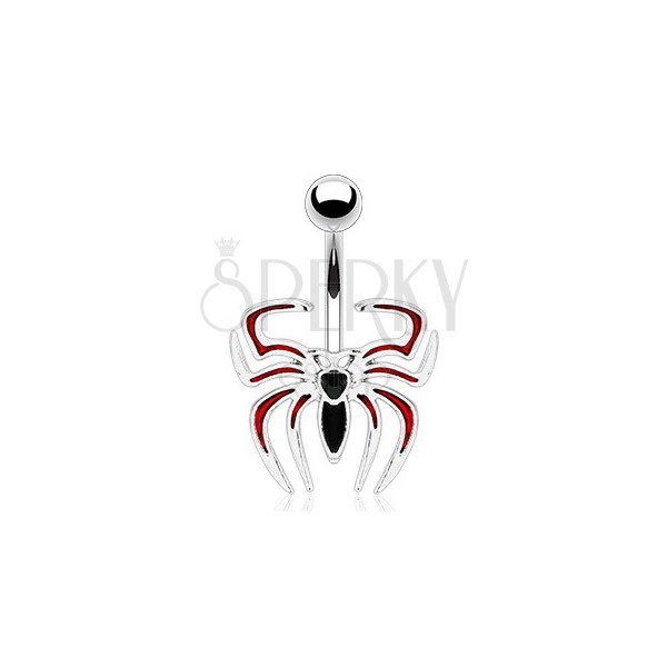 Piercing do pępka - czarno-czerwony pająk