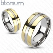 Tytanowy pierścionek - złota i srebrna kombinacja