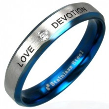 Stalowy pierścionek LOVE DEVOTION z cyrkonią
