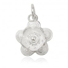 Srebrny wisiorek 925 - filigranowy kwiatek, kuleczka