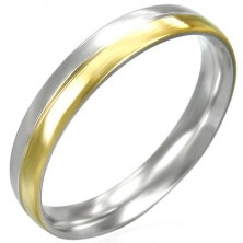 Damski pierścionek ze stali dwukolorowy - srebrno złoty