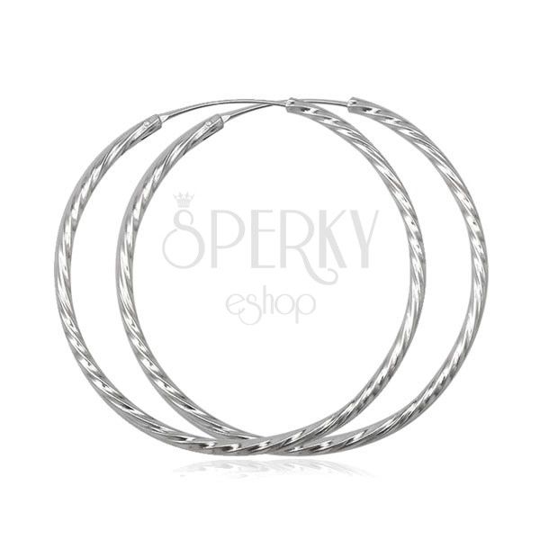 Kolczyki ze srebra 925 - okrągłe, skręcone, 40 mm