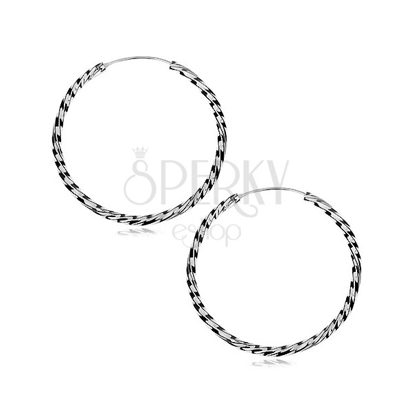 Kolczyki srebrne 925 - okrągłe, skręcone, 45 mm