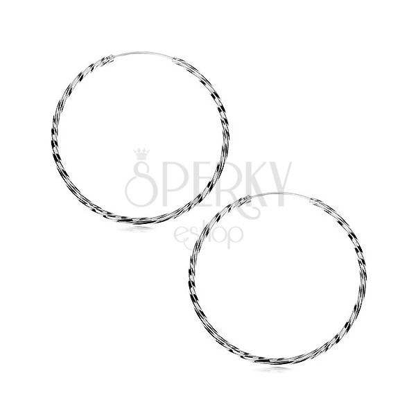 Kolczyki ze srebra 925 - okrągłe, skręcone, 50 mm