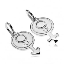 Wisiorki ze srebra 925 dla pary - okrągły symbol płci mężczyzny i kobiety