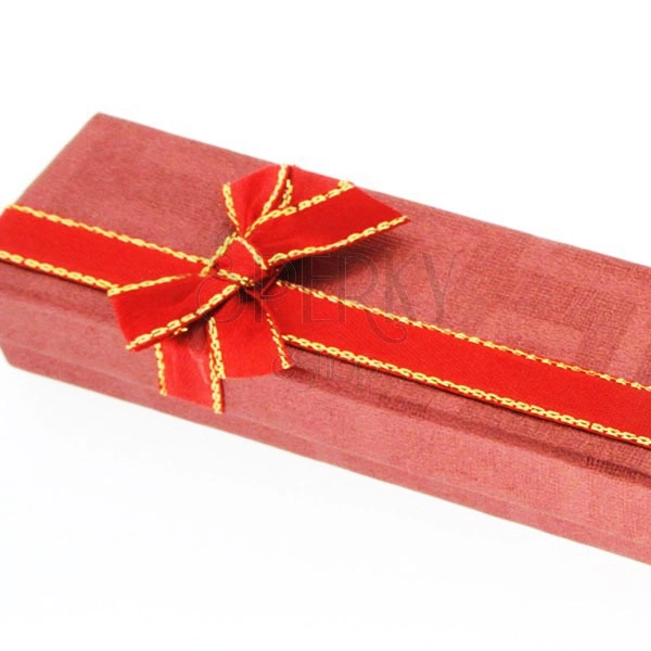 Pudełko na łańcuszek - czerwone, dwukolorowa kokardka