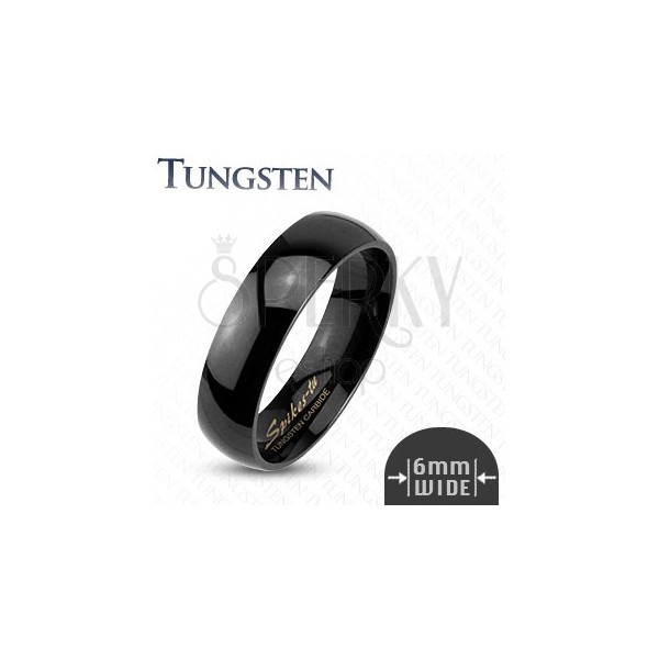 Tungsten gładki czarny pierścionek, 6 mm