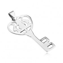 Wisiorek ze stali - lśniący zdobiony klucz od serca